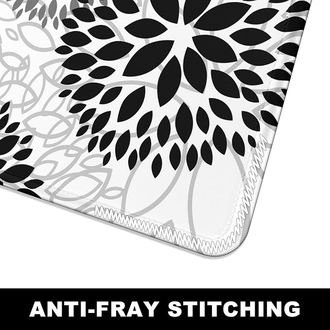 BOSOBO Large Mouse Pad, Desk Pad, XXL XL Extended Gaming Mouse Pad, Desk Mat for Office & Home, Long Keyboard Huge Mat, Desktop Full Cover 31.5 x 11.8 Inches, Minimalist White Black Flower