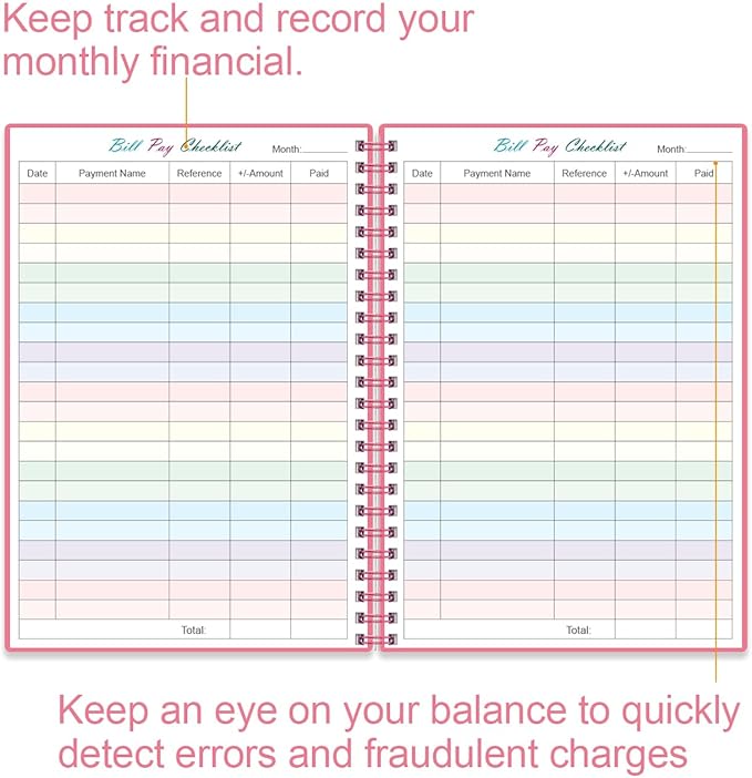 Bill Payment Checklist - Monthly Bill Organizer & Planner for Personal Budgeting Financial, Bill Payment Tracker Notebook, 5.8" x 8.5", Pink