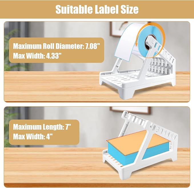 Ctemnpho Large Label Holder for Rolls & Fan-Fold Label Basket Stand for Desktop Printer (White, Large)