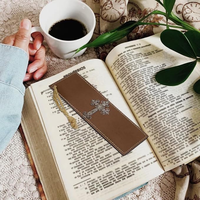 Retro Religious Style Bible Case with Bookmark Waterproof Bible Cover Case for Women Lightweight Bible Bag with Handle Pockets Church Book Bag Brown