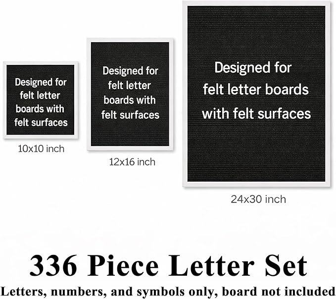 C CRYSTAL LEMON 3/4 Inch White Letter Board Letters, 336 Pcs Plastic Letters Numbers Symbols, Replacement Set for Compatible Felt Letter Boards, No Board Included