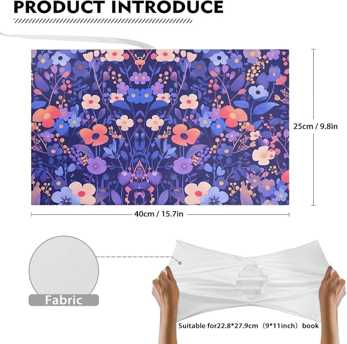 Dreaweet Watercolor Floral Print Book Cover Book Sleeve for Paperback Book Protector Case Stretchable Hardcover Covers Sleeve for Book Lovers,Washable