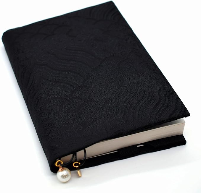 BLBMH A6 Book Cover 4x6 | Non-Stretch Fabric Sleeve with Bookmark | Handmade Washable Protector for Paperback Journal Bible Notebook | Gift for Women Readers - Black