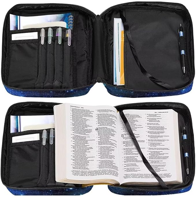 Coldinair Personalized Bible Cover Custom Bible Case for Kids Teen Boy Carrying Book Cover Bible Holders with Handle and Zippered Pocket,Fits for Standard/Large Size Bible