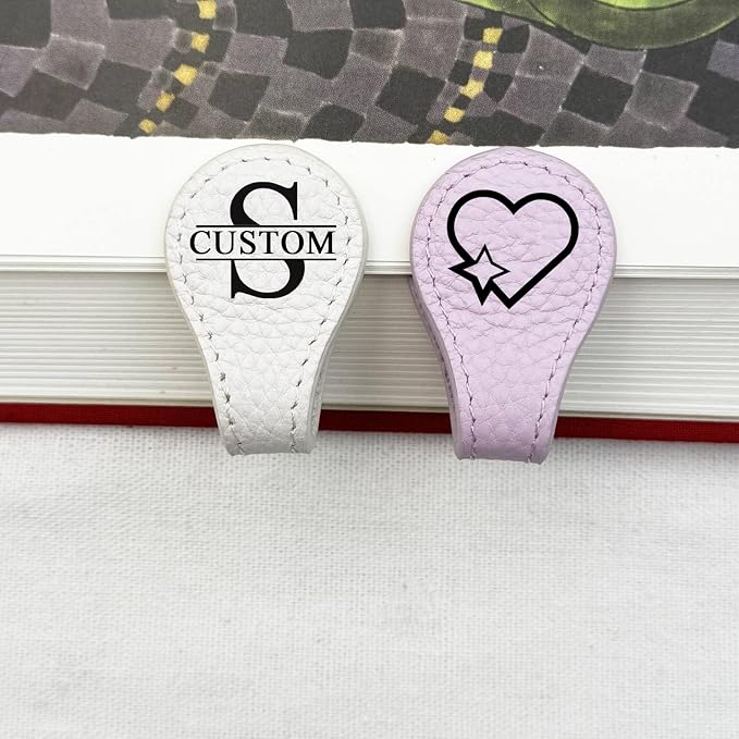 Personalized Leather Magnetic Bookmarks Vintage Custom Engraved Motivational Text Book Marker Clip Gift for Book Lover Readers Women Kids (Colorful Leather Magnetic Bookmark)