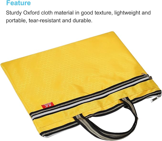 PATIKIL Waterproof Zipper File Bag, Documents Books Tools Storage Zip Pouch for Office Travel, Yellow