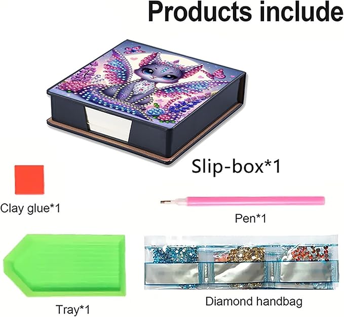 Diamonds Painting Kit Note Box,Memo Paper Storage Box Diamond Art,Sticky Note Holder Diamond Art,Diamond Painting Memo Pad For Office Desk. (Cat2)