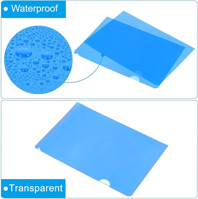 PATIKIL l Type Folders 24 Pack 8.9 x 6.3 Inches A5 Plastic Clear Document Folder File Jacket Sleeves Project Pockets, Blue