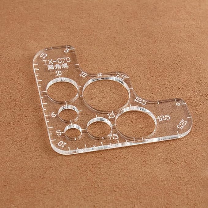 2 Pack Acrylic Circle Template Leather Corner Punch Set Round Corner Stitching Ruler Leather Tool Round Cutter Corner Cutting Radius Gauge Drawing Templates for Leatherwork Craft TX-070