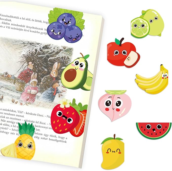 10Pcs Fruit Scented Magnetic Bookmarks, Cute Fruits Bookmark Gifts for Reading Boys & Girls, Bookish Gift for Book Lovers, Children's Day Gift for Kids