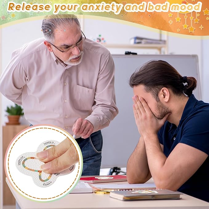 Gersoniel 36 Pcs Anxiety Sensory Stickers Strips Adhesive Textured Mental Health Calm Stickers Mindfulness Fidget Decals Stress Anxiety Relief Items for Therapy Office Desk (Brown Breathe)
