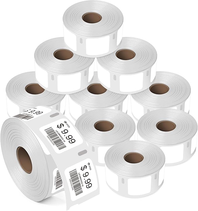L LIKED 7500 Compatible DYMO 30332 Square Label 1" x 1" for QR Codes, Multipurpose Labels, Compatible with Zebra & DYMO 4XL (10 Rolls)