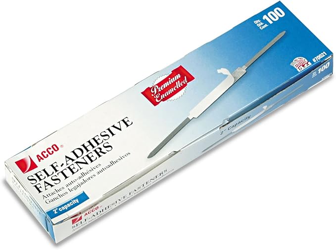 ACCO Self-Adhesive Fasteners, 2" Capacity, Premium, 100 Fasteners/Box (70021)