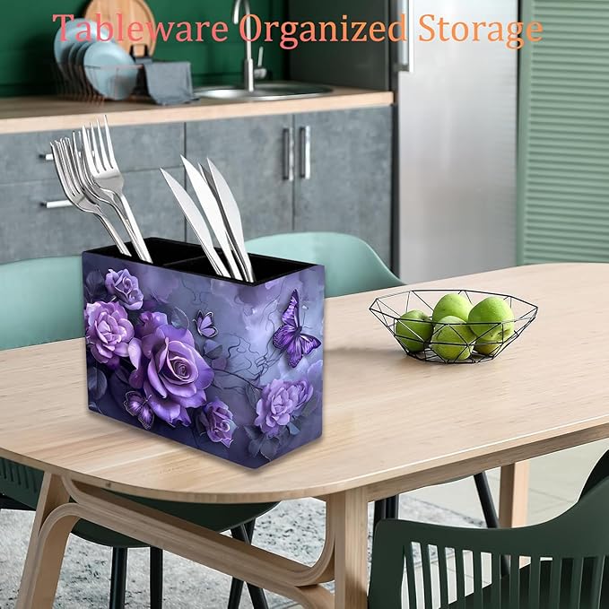 Pen Holder, Pencil Case, Makeup Brush Storage Box, Tableware Storage Box, Suitable for Office Or Home Item Organizing Stand - Purple Rose
