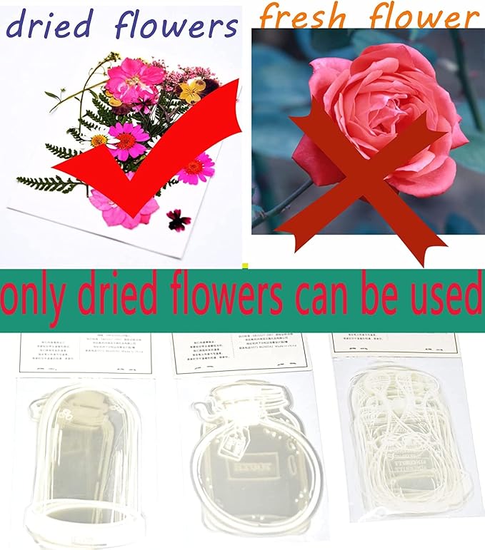 40PC Large Size Bookmark, Flower Page Clips Bookmarks, Children Gifts Handmade DIY Transparent Beautiful Flower Page, Glass Bottle Wishing Bottle Stickerr