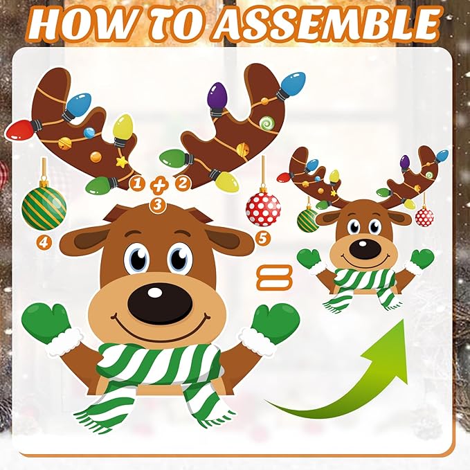 55 Pcs Christmas Elk Bulletin Board Set Xmas Reindeer Stable Cardboard for Decor Winter Bulletin Board Decorations Elk Paper Cutouts for Wall Classroom Holiday School Party Supplies