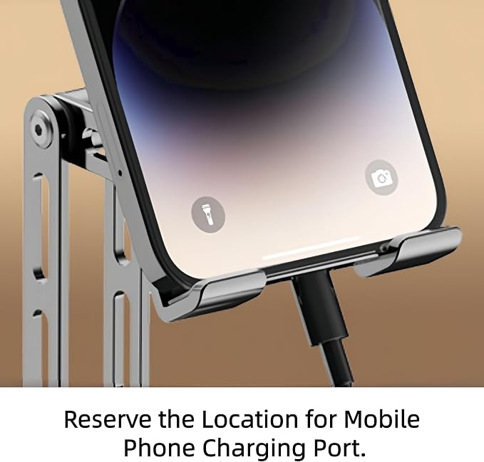 Cell Phone Stand for Desk - [Height Adjustable] Foldable Phone Holder, Portable Stand for iPhone 17 16 15 14 13 12 11 Pro Max Plus Air, Galaxy S25 S24, Telephone, Office Accessories, Silver