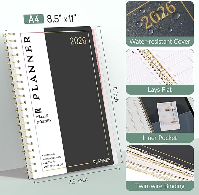 Appointment Book 2026 Planner, Forvencer Daily Weekly & Monthly Calendar Planner (Jan 2026-Dec 2026), 8.5"x11", Hourly Agenda Book, 30 Minute Increments, Flexible Cover, Organizer Notebook, A4, Pink