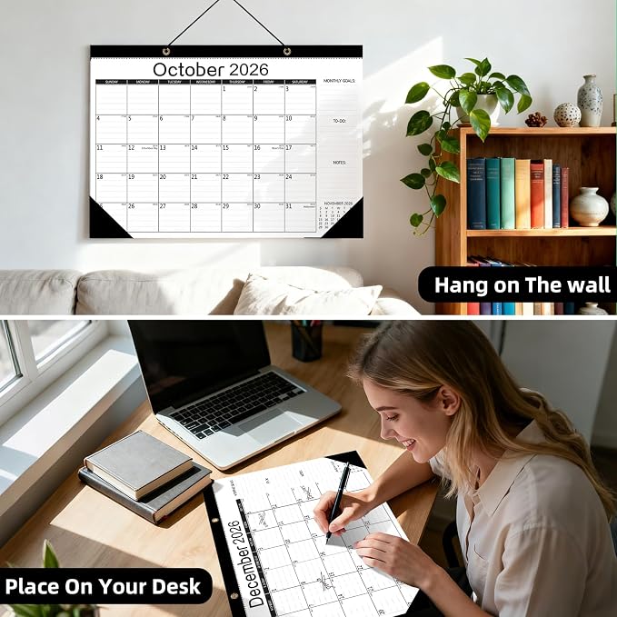 MZD8391 Desk Calendar 2026-2027, Wall Calendar, 18 Months from July 2026 to December 2027, Large 17" x 12" Monthly Planner with Waterproof Cover, Julian Dates & Holidays for Home Office School