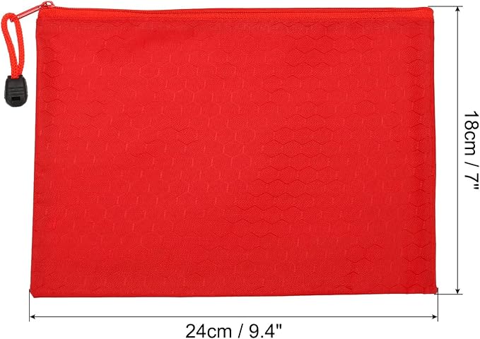 PATIKIL Waterproof Zipper File Bags, 3 Pack A5 Document Holders Pencil Pouch for Office, Red