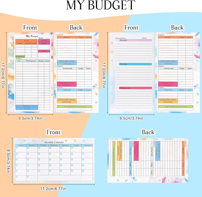 A6 Budget Planner Refill, 82 Sheet [2026] Colorful Weekly Monthly Planner Calendar Inserts 6 Hole Expense Budget for A6 Binder Cover, Money Envelopes Organizer for Wallet, Cash Saving