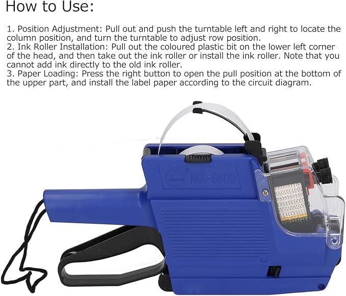 Tyenaza Price Tag Gun - 10 Digits, Sticker Labels Included, Suitable for Office and Retail Store (Blue)