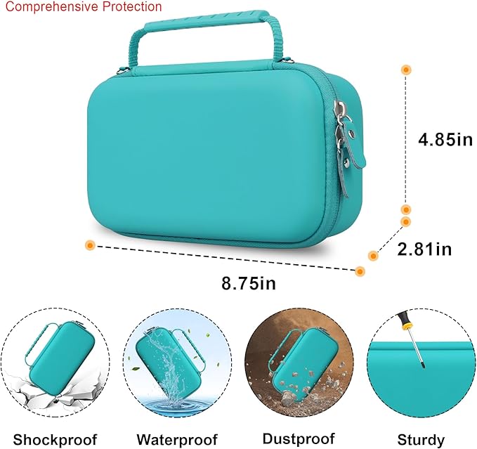 Elonbo Carrying Case for NIIMBOT B1 Label Maker Machine, Portable Mini Wireless Bluetooth Label Printer Travel Bag, Small Handheld Labeler Storage Holder, Mesh Pocket Fits Label Paper, Green
