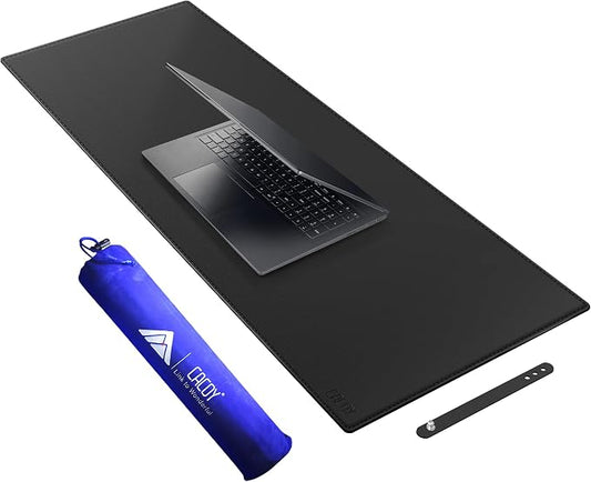 Cacoy 40" x 16" Leather Desk Mat for Home Office, Large PU Leather Desk Pad Protector, Waterproof & Scratch Resistant Computer Keyboard Mouse Mat, Office Desk Accessories Desk Matt for Desktop (Black)