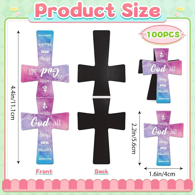 50Pack Magnetic Bookmarks Bulk Cross Bible Bookmark Christian Bookmarks for Women Men Kids Adults Teacher Book Lovers Gifts, Book Marks for Reading Religious Verses Magnet Bookmark Clips (Watercolor)