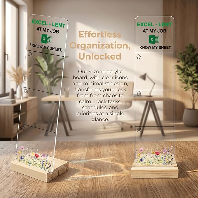 Sticky Note Holder Acrylic Monitor Memo Board Desk Organizers and Accessories Desk Decor Post It Note Holder with 200Pcs Sticky Notes Excel Funny Office Worker Desk Sign