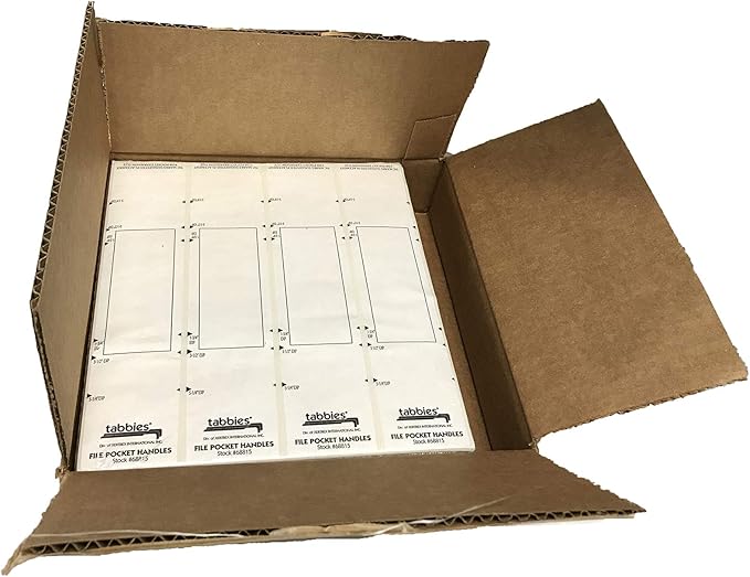 Tabbies File Pocket Handles, 9.63 X 2, White, 4/Sheet, 12 Sheets/Pack