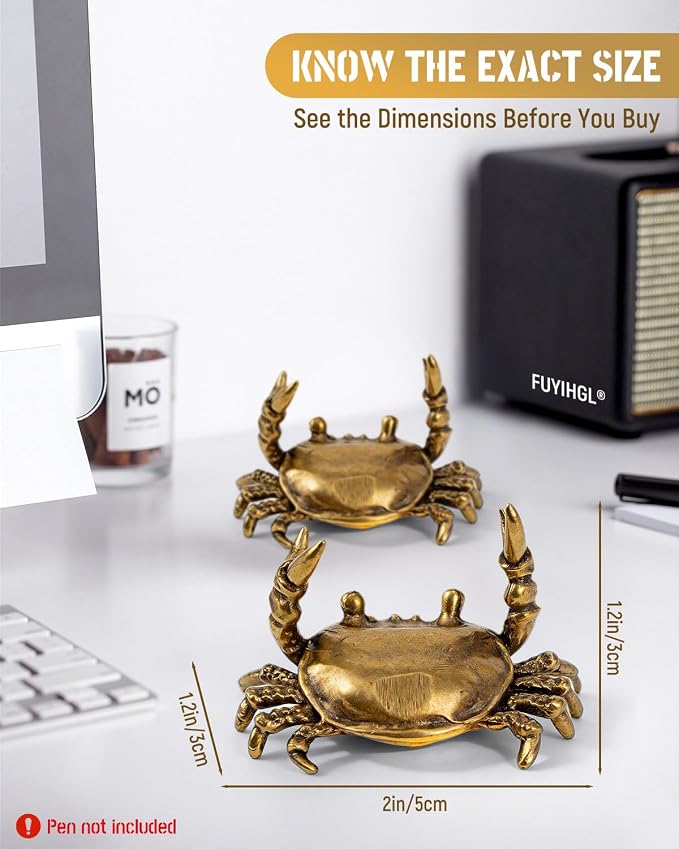 FUYIHGL® 4PCS Weightlifting Crab Brass Pen Holders - Funny Animal Pencil Holder Desk Organizer - Creative Desktop Decoration - Stationery Storage Rack for Office Home