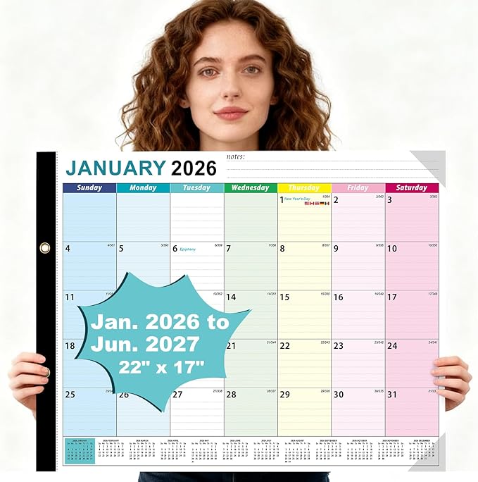 Desk Calendar 2026 Extra-Large 22" x17", AgePlace Wall Calendar 2026-2027 Covers January 2026 - June 2027, Office Supplies Desktop Monthly Calendar for Home Classroom School & Office Or teacher Gifts