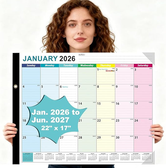 AgePlace 2026-2027 Desk Calendar, Extra Large 22" x 17" Monthly Desk Pad Calendar, January 2026 to June 2027, Big Wall Calendar with Notes, Thick Paper, U.S. Holidays for Office, Classroom, Teacher