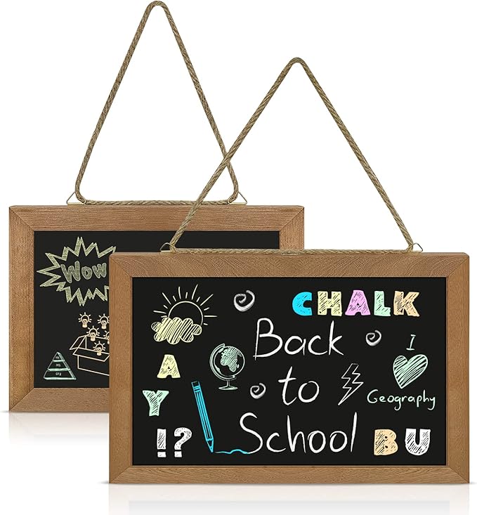 Small Chalkboard, Hanging Mini Chalkboard Signs 16"X12", Dry Erase Chalk Board Blackboard with Natural Wood Frame for Home Decor, Restaurants, Cafe, Kitchen…