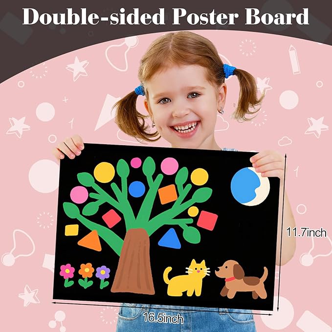 10 Pcs Black Poster Board 11.7 x 16.5 Poster Paper, ROOKEA Vision Boards Posterboard Bulk for School Projects Classroom Arts Craft Presentations Drawing Scrapbooking Blank Graphic Display