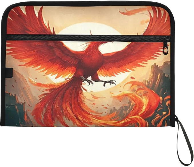 Beautiful Phoenix Accordion File Organizer Expanding Document Folder with 13 Pockets Portable File Folder for A4 Letter Size