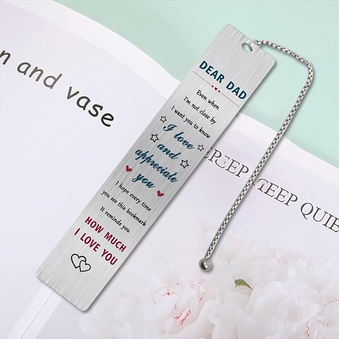 Jzxwan Fathers Day Dad Gifts, Daddy Father's Day Bookmark from Daughter Son, I Love You Dad Gifts for Men, Thank You Daddy Book Mark