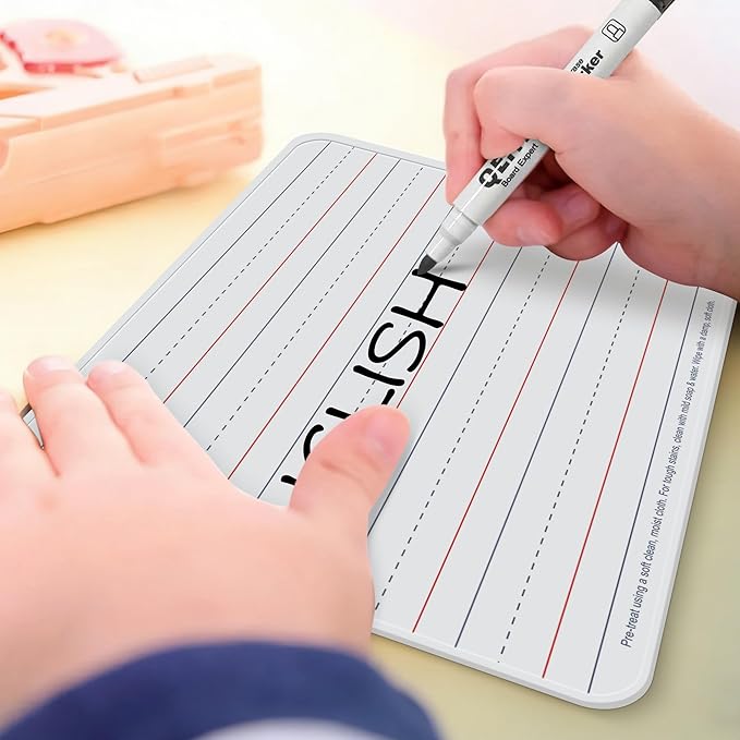 Magnetic Dry Erase Boards, 6 Pack 9”x12” Double Sided Portable Personal Small Whiteboards with Lines, Include 6 Markers, 6 Erasers, 6 X 52 Foam Letters for Kids, Students, Teachers Classroom School