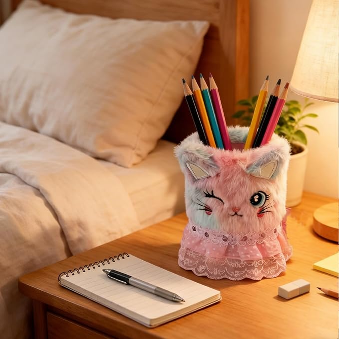Colored Pen Holder for Desk, Cute Pencil Holder Pen Cup Marker Holder Makeup Brush Holders, Desk Accessories & Workspace Organizers for Home, Office