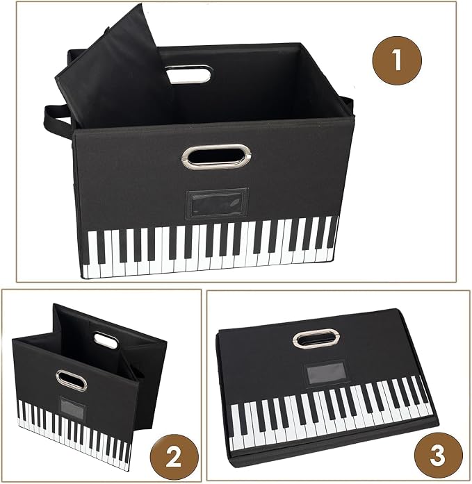 Lukeline 12-Inch Vinyl Record Storage Boxes with Lids and Handles, Stylish and Practical LP Record Organizer for 100+ Single Records, Suitable for Living Room, Study, Concert Hall or Office, 2-Pack