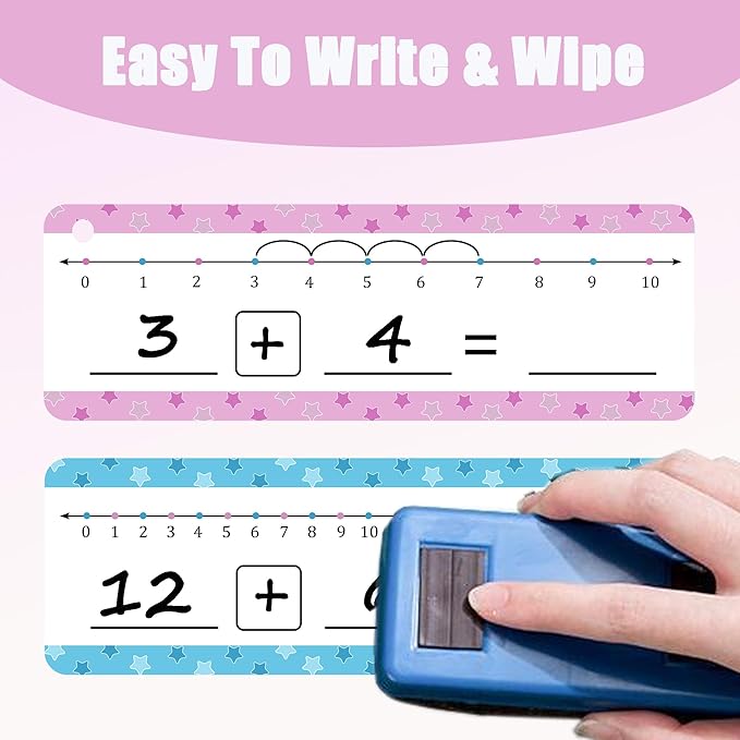 52pcs Double Sided Number Line 5.9 * 2 inches Dry Erase Board 0-10 on One Side & 0-20 on The Other Side Writable and Erasable Teacher Supplies for Classroom Home Kids Teacher Students(with a Ring)