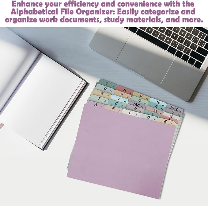 1 Set 25 Alphabet File Dividers A-Z Top Tab File Guides Letter Size 1/5 Cut Tab Manila Alphabetical File Organizer File Cabinet Dividers for Work Office Home School and Desk Organizer(Vintage)