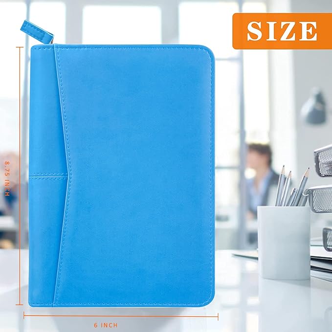 Junior Padfolio Portfolio with 5 x 8 Writing Pad, A5 Business Portfolio Binder Folder Organizer Multi-Function Combination Case for Men Women, Blue
