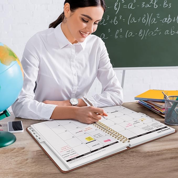 8.5" x 11" Academic Planner 2026-2027, Weekly & Monthly Calendar Planner Book, July 2026 – June 2027, Large Hardcover Organizer with Tabs, Perfect for Teachers, Students, Women & Men – A4, Brown