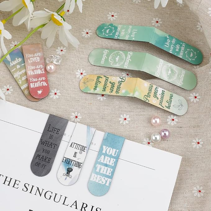 Magnetic Bookmarks, 15PCS Cute Magnets - Graduation Inspirational Bookmark Clips for Women, Men, Kids & Teachers (Style-1)