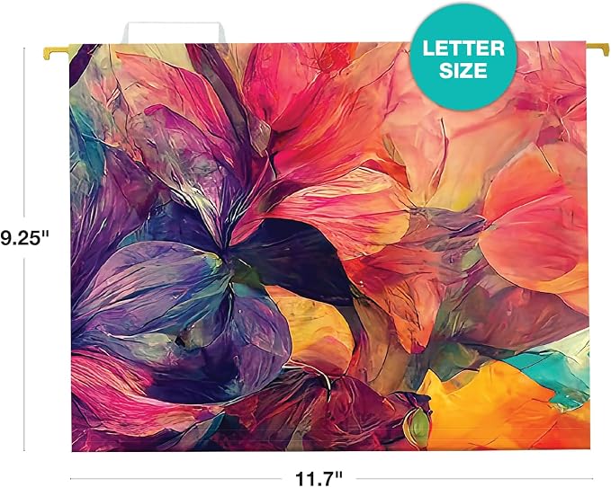 Global Printed Products Deluxe Designer Printed Hanging File Folders, 4 Patterns, Letter Size, 12/pk (Abstract Floral)