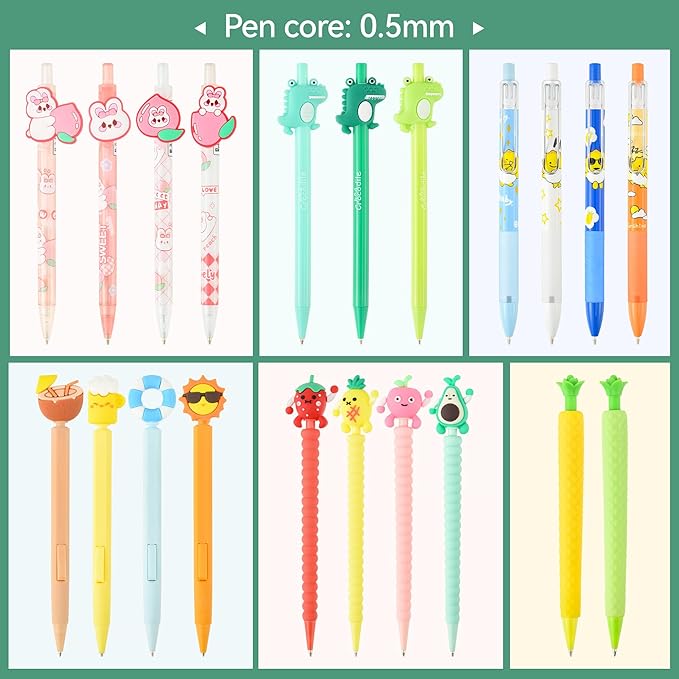 12PCS Cute Kawaii Mechanical Pencils Set with Lead Refills and Erasers, 0.5mm & 0.7mm Point, Bulk Mechanical Pencils for Kids Girls