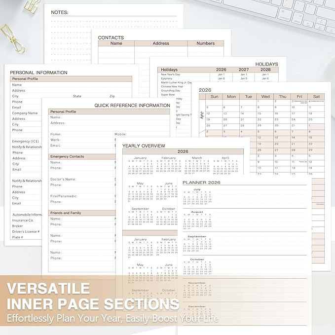 Large 2026-2027 Academic Planner, Weekly & Monthly Appointment Book from Jul. 2026 - Jun. 2027, Work & Life Daily Hourly Planner with Time Slots, Agenda Organizer for Home School, Beige, 8.5" x 11"