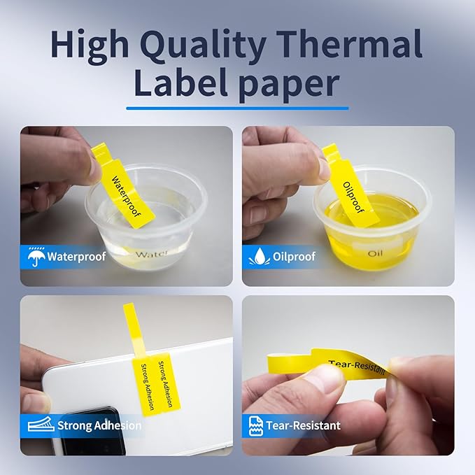 200 Pcs Cable Labels - Waterproof Wire Cord Label, Tear Resistant Wire Labels, Self Adhesive Cord Organizing Label, for Cable Management, Compatible with PUQU AQ20 Label Makers(Yellow) 30x90mm